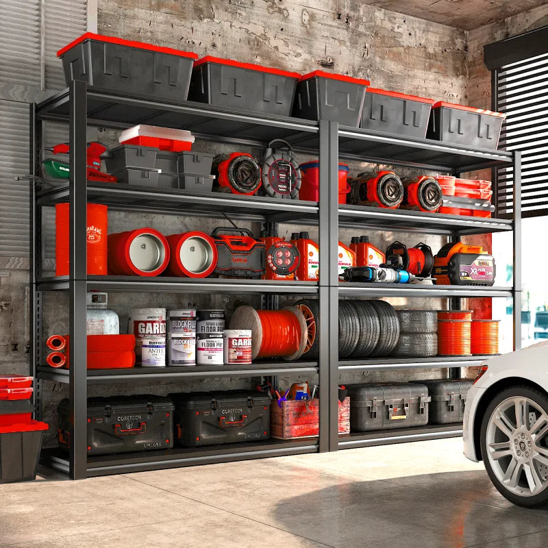 5 Tier 72"H Garage Shelving,Adjustable Steel Storage Shelves 2600lbs for Warehouse,Basement,Garage,Industrial