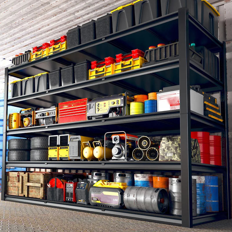 60"W x 72"H 5-Tier Industrial Garage Shelving,3000LBS Heavy Duty Storage Shelves,Adjustable Metal Shelving for Basement Warehouse