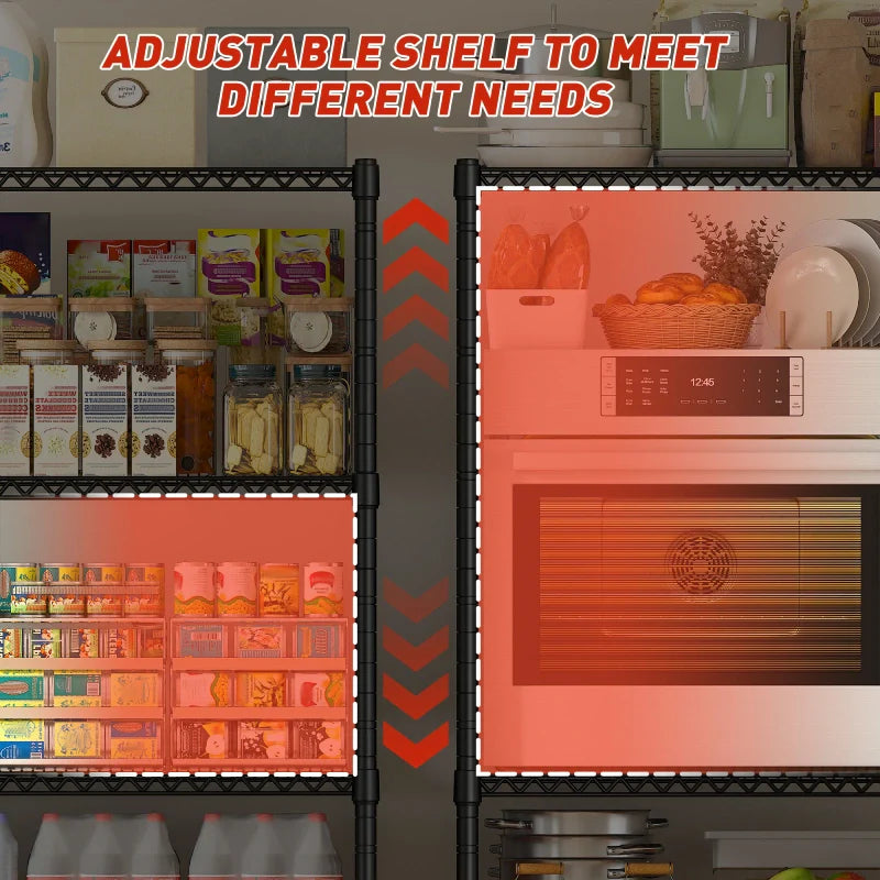60” W Wire Shelving Units, 2399lbs Adjustable Steel Shelving Racks, Storage Shelves for Pantry Kitchen Commercial