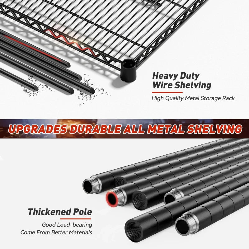 60” W Wire Shelving Units, 2399lbs Adjustable Steel Shelving Racks, Storage Shelves for Pantry Kitchen Commercial
