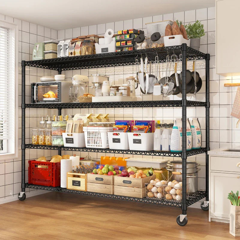 60” W Wire Shelving Units, 2399lbs Adjustable Steel Shelving Racks, Storage Shelves for Pantry Kitchen Commercial