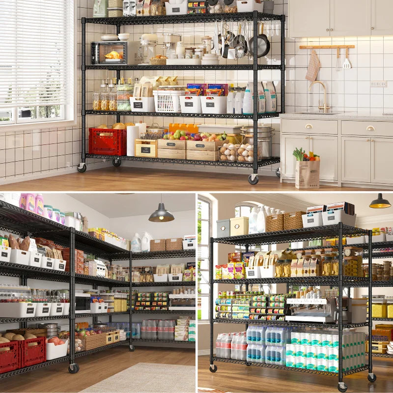 60” W Wire Shelving Units, 2399lbs Adjustable Steel Shelving Racks, Storage Shelves for Pantry Kitchen Commercial