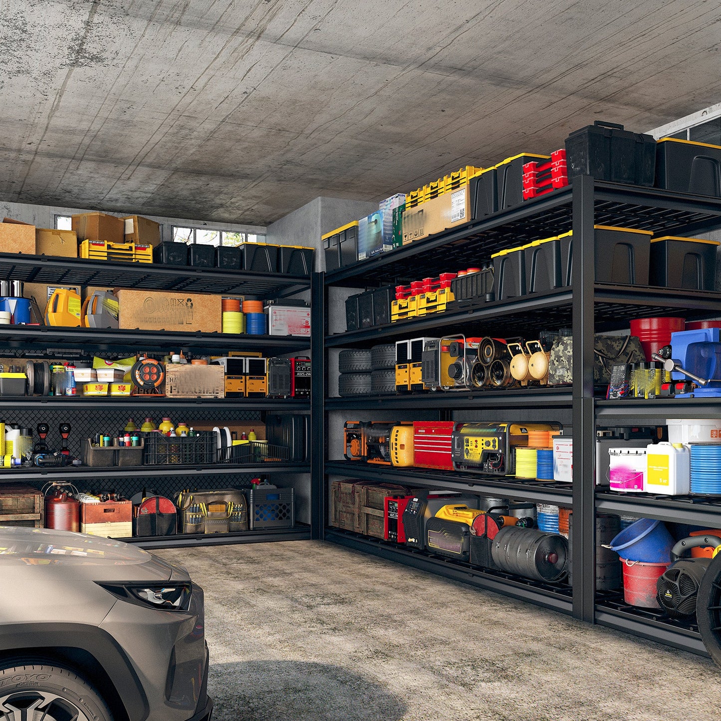 60" W Industrial Storage Rack Adjustable Heavy Duty Garage Shelving Rust-Resistant Garage Storage Shelves for Garage, Warehouse, Basement
