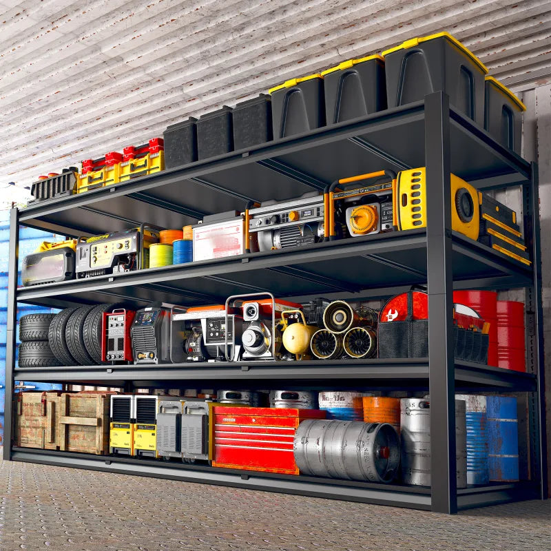 60" W Industrial Metal Shelving 4-Tier Garage Steel Shelving for Warehouse, Basement, Pantry