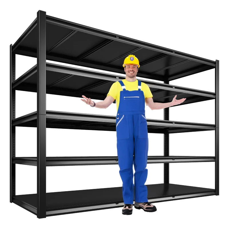 2-Pack 60"W 5-Tier Garage Shelves 6000LBS Heavy Duty Garage Shelving Adjustable & Anti-Scratch Garage Shelving for Basement Warehouse