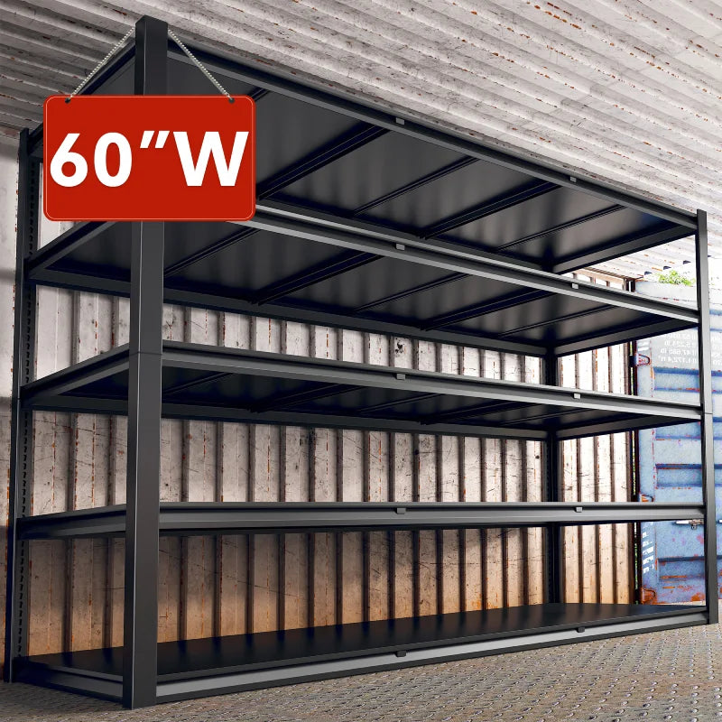 2-Pack 60"W 5-Tier Garage Shelves 6000LBS Heavy Duty Garage Shelving Adjustable & Anti-Scratch Garage Shelving for Basement Warehouse