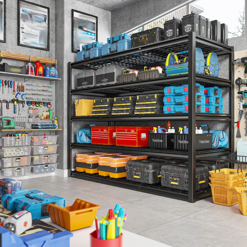 2-Pack 60" W Industrial Steel Shelving Heavy Duty Adjustable Garage Shelves for Warehouse, Garage, Basement