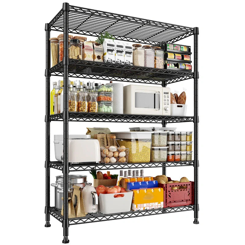 29"W Wire Shelving Units, 5-Tier Adjusatble, 1020lbs Metal Wire Rack for Pantry Kitchen Commercial