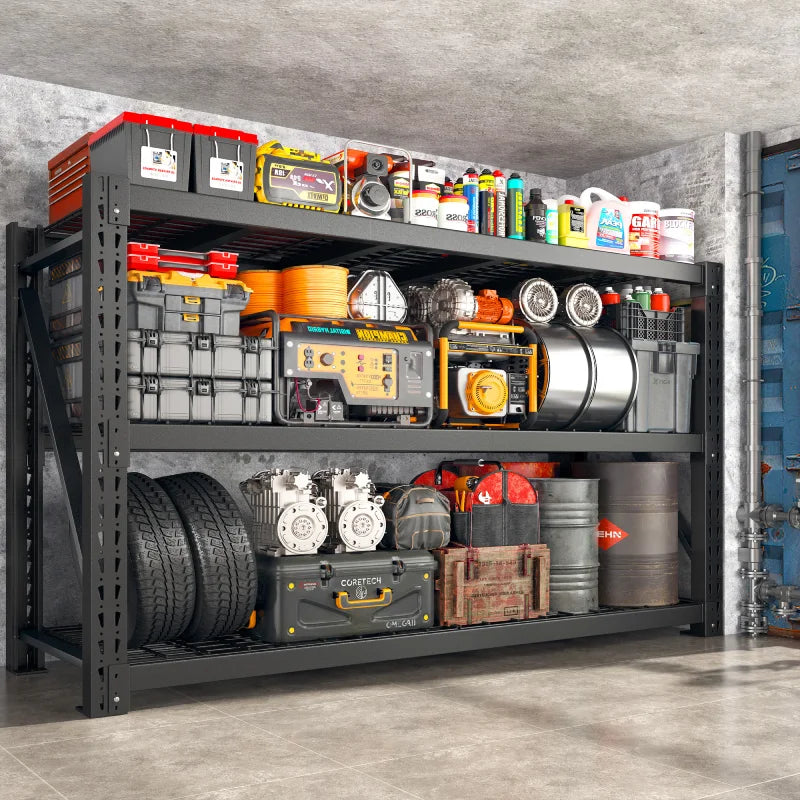 68"W Industrial Storage Shelving 7014LBS Garage Shelving with 2338LBS Per Shelf Gymnasium Storage Rack for Garage, Basement, Warehouse, Industrial
