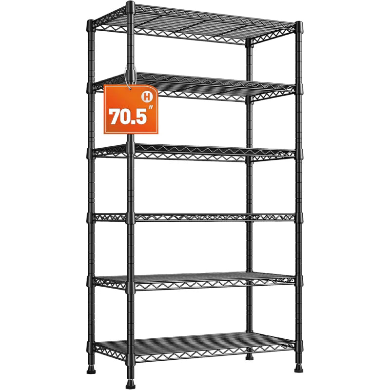 21.5"W Metal Wire Rack, 6-Tier Adjusatble, 1000lbs Wire Shelving Units for Kitchen Pantry Commercial