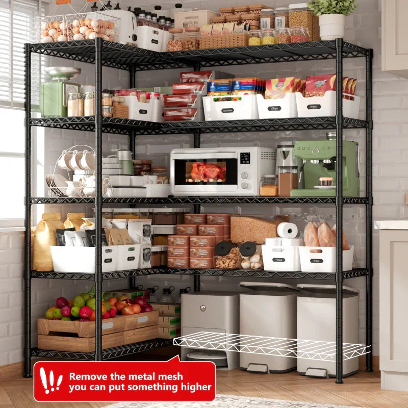 2 Pack Wire Shelving Units, 62"W Adjustable Storage Shleves Load 1550LBS, Metal Rack for Pantry Kichen Commercial