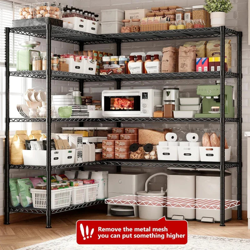72.8” W Metal Shelving Units, Adjustable Wire Shelves for Storage, 5-Wire Shelving Rack for Pantry Kitchen Supermarket
