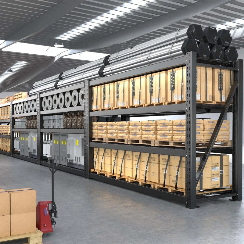 shelves 4-Tier Industrial Storage Rack 77.2"W 8500LBS Shelves with Metal Heavy Duty Garage Shelving Adjustable Shelving for Warehouse, Industrial, basement, Laboratory