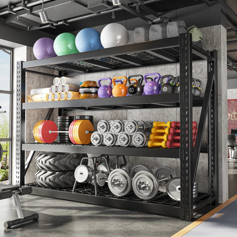 shelves 4-Tier Industrial Storage Rack 77.2"W 8500LBS Shelves with Metal Heavy Duty Garage Shelving Adjustable Shelving for Warehouse, Industrial, basement, Laboratory