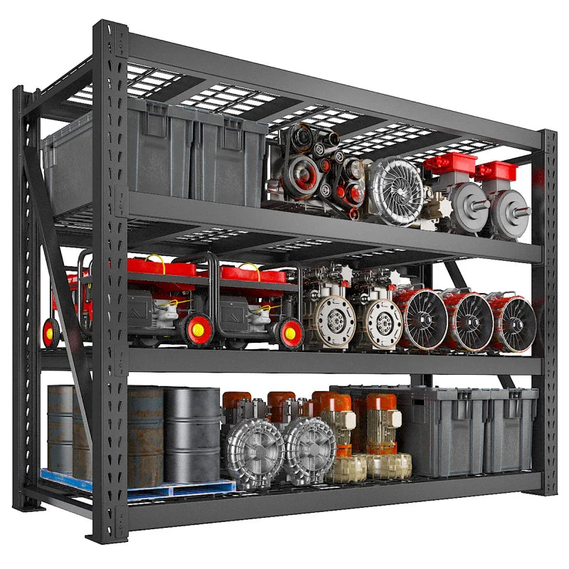 shelves 4-Tier Industrial Storage Rack 77.2"W 8500LBS Shelves with Metal Heavy Duty Garage Shelving Adjustable Shelving for Warehouse, Industrial, basement, Laboratory