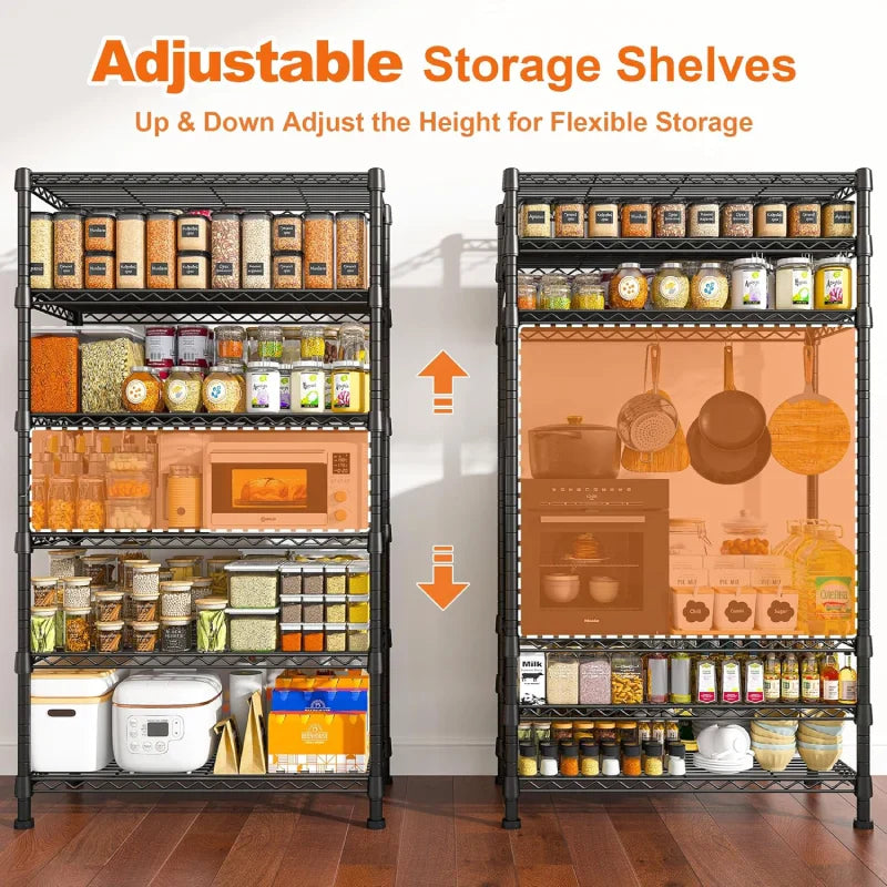 21.5"W Metal Wire Rack, 6-Tier Adjusatble, 1000lbs Wire Shelving Units for Kitchen Pantry Commercial