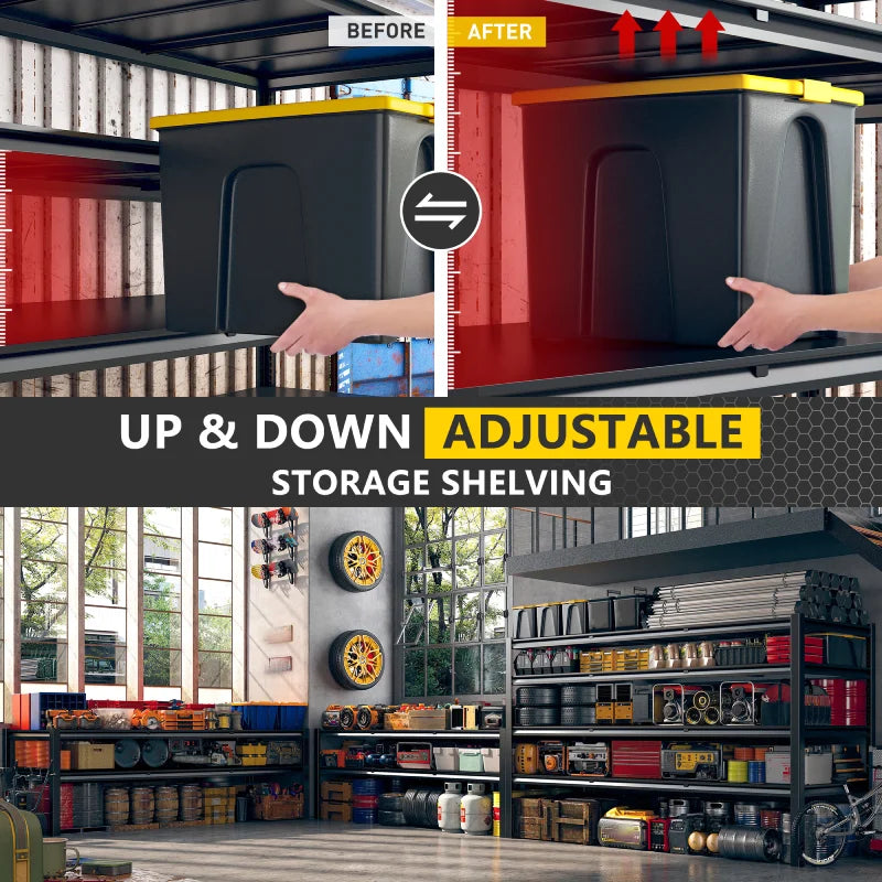 60" W Industrial Metal Shelving 4-Tier Garage Steel Shelving for Warehouse, Basement, Pantry