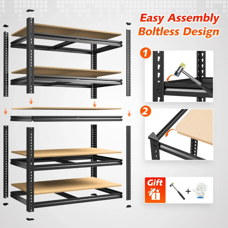 35.5"W Garage Shelves 2250lbs, Metal Shelving Unit for Pantry Kitchen Warehouse