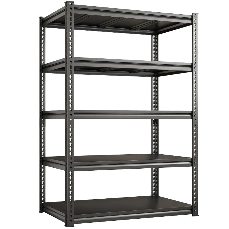 Shelves 2000 Lbs, Garage Shelving 5 Tier Adjustable Black Metal Shelf