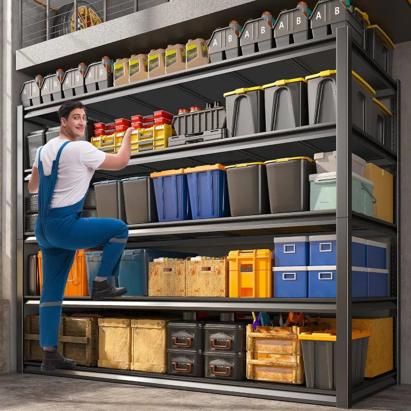2 Packs 72.2"H Garage Storage Shelves 3000LBS Heavy Duty Rack, Industrial Shelves for Basement Warehouse