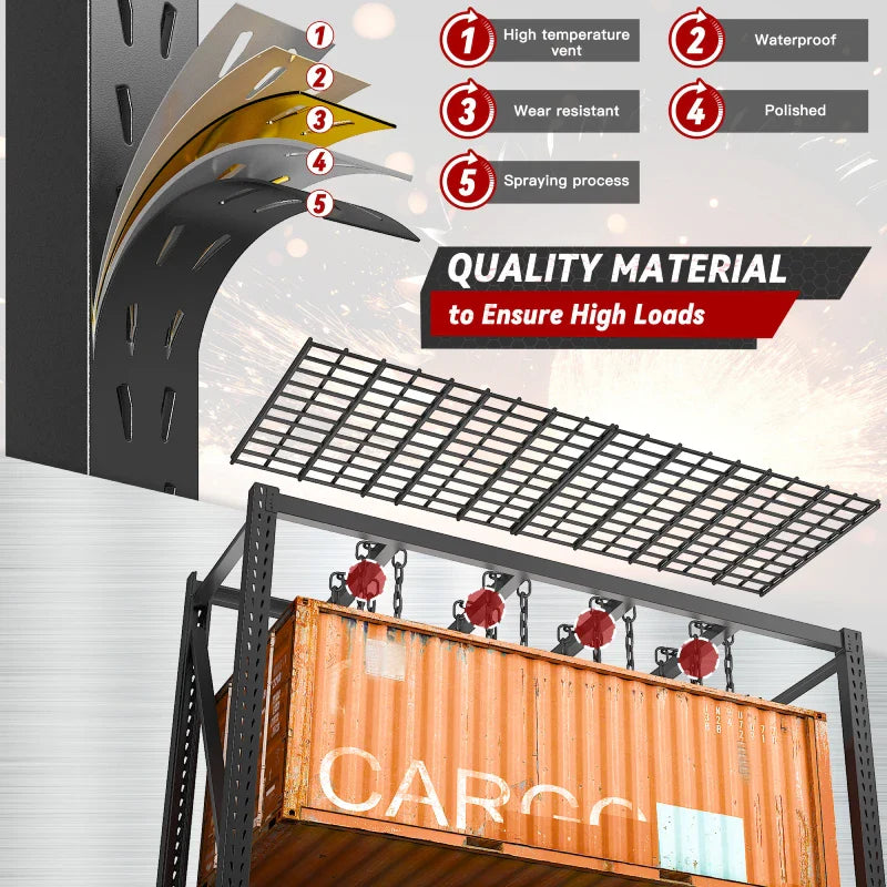 shelves 4-Tier Industrial Storage Rack 77.2"W 8500LBS Shelves with Metal Heavy Duty Garage Shelving Adjustable Shelving for Warehouse, Industrial, basement, Laboratory