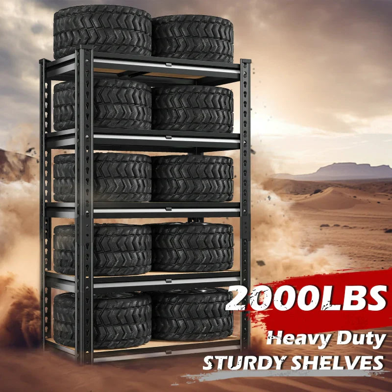 5-Tier Boltless Shelving Units, 2020 lbs Adjustable Steel Garage Shelving Racks for Basement Kitchen Closet
