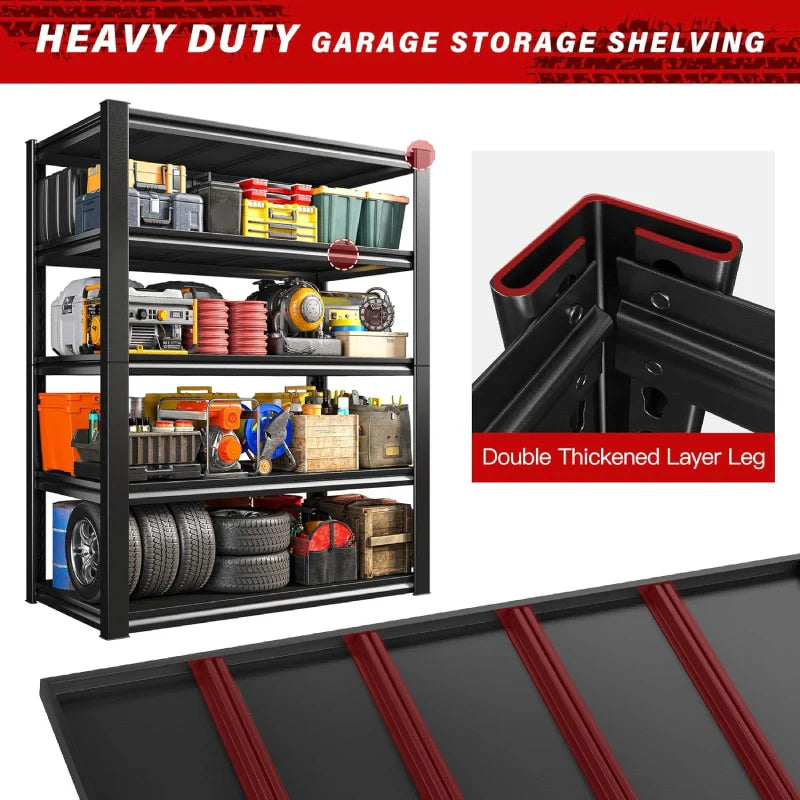 72"H Heavy Duty Garage Shelving 2500LBS Adjustable Basement Shelving for Warehouse Commercial Garage