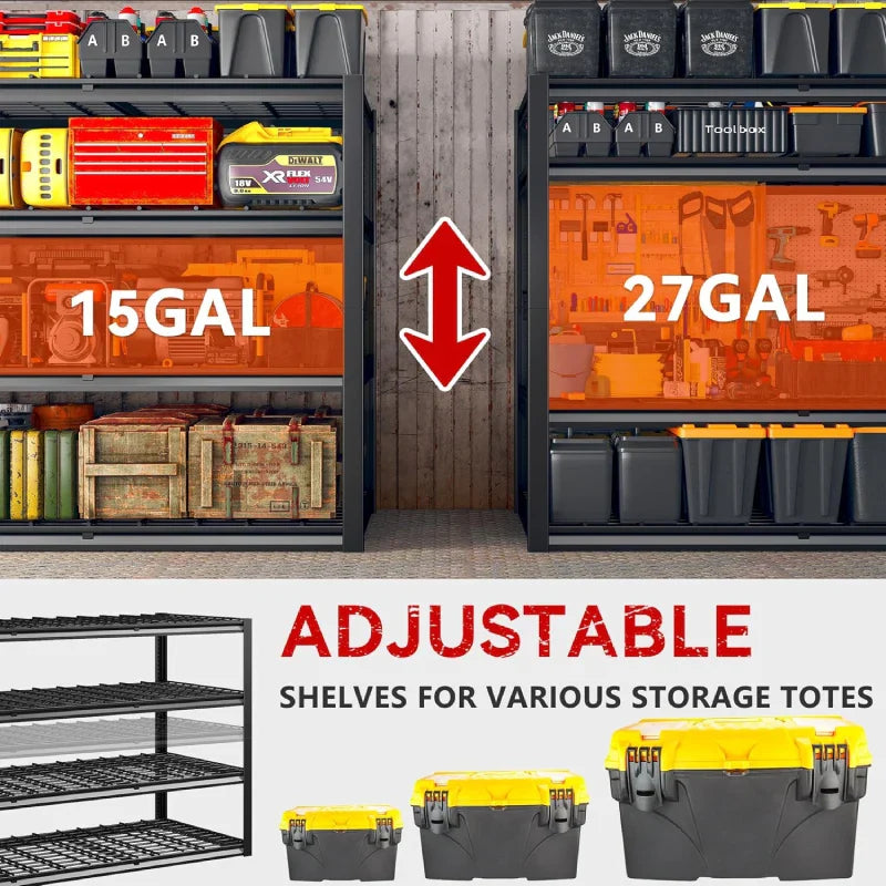 60"W 4-Tier Shelves for Storage 2550LBS Adjustable Garage Shelving Storage Racks for Pantry Garage Basement