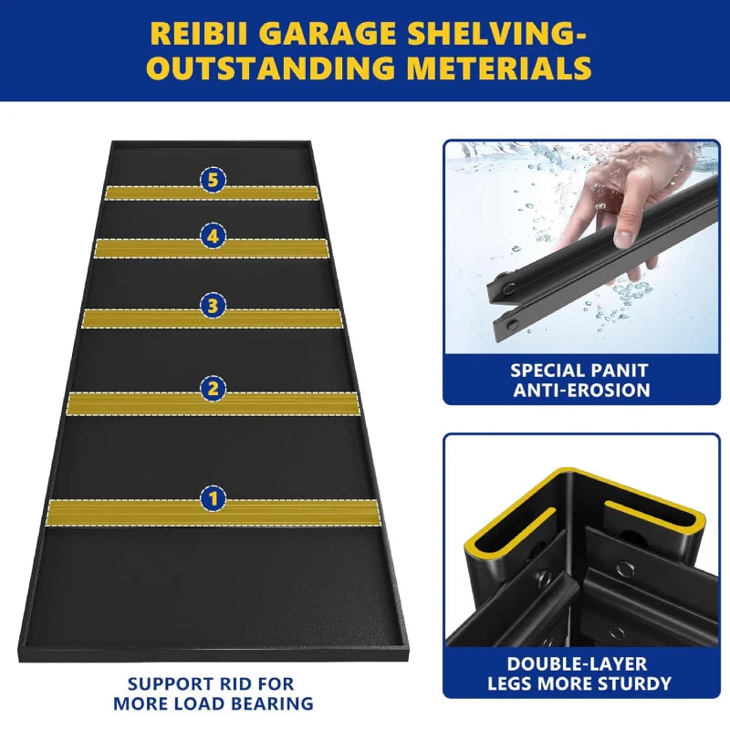 2 Packs 72.2"H Garage Storage Shelves 3000LBS Heavy Duty Rack, Industrial Shelves for Basement Warehouse