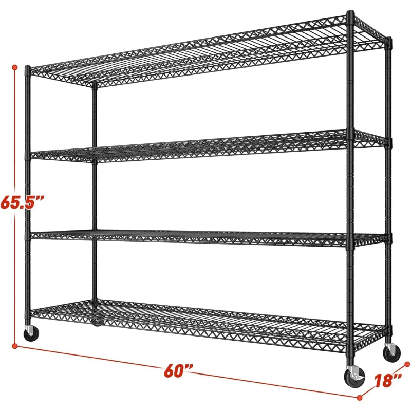 60” W Wire Shelving Units, 2399lbs Adjustable Steel Shelving Racks, Storage Shelves for Pantry Kitchen Commercial