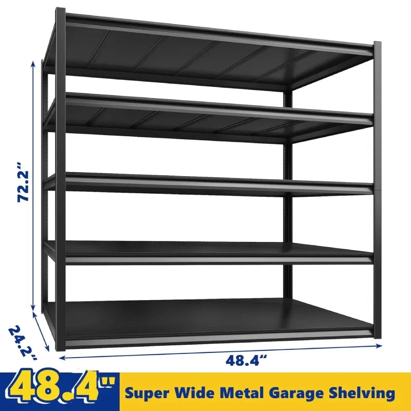 2 Packs 72.2"H Garage Storage Shelves 3000LBS Heavy Duty Rack, Industrial Shelves for Basement Warehouse
