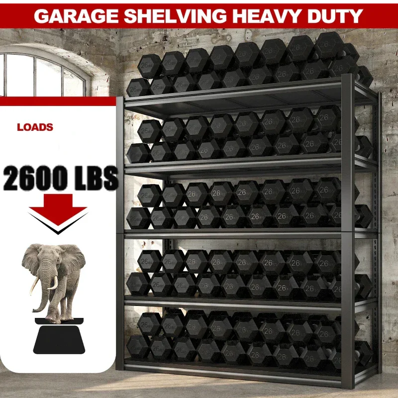 5 Tier 72"H Garage Shelving,Adjustable Steel Storage Shelves 2600lbs for Warehouse,Basement,Garage,Industrial