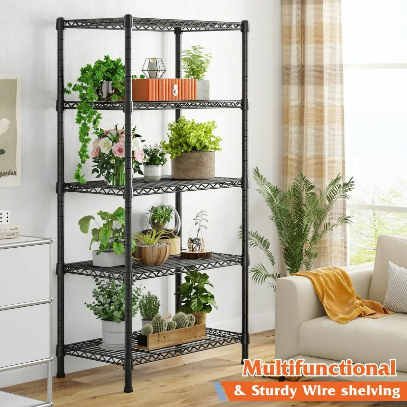 24"W Wire Shelving Units,5-Tier Adjusatble, 850lbs Metal Wire Shelf for Kitchen Pantry Basement