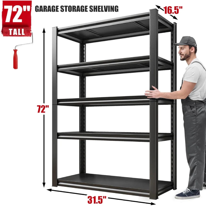 2 Packs 31.5"W Heavy Duty Storage Shelves, 5-Tier 2000 Lbs Adjustable Metal Shelving Units for Garage, Basement, Warehouse, Pantry
