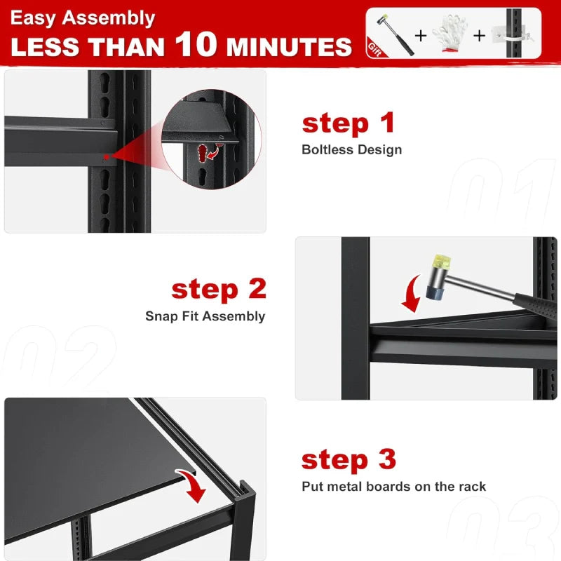 78"H Storage Shelves 3100LBS Garage Shelving Heavy Duty Adjustable Metal Shelves Unit for Storage Rack