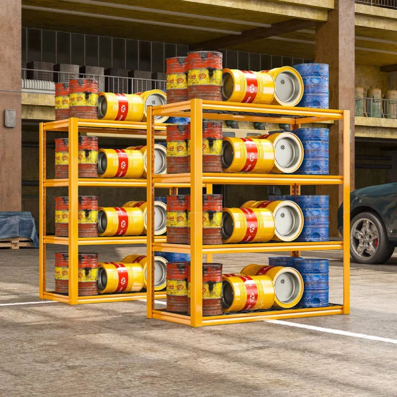 2PCS 4400 LBS Metal Garage Shelving,4 Tiers Heavy Duty Storage Shelves,Industrial Metal Storage Rack