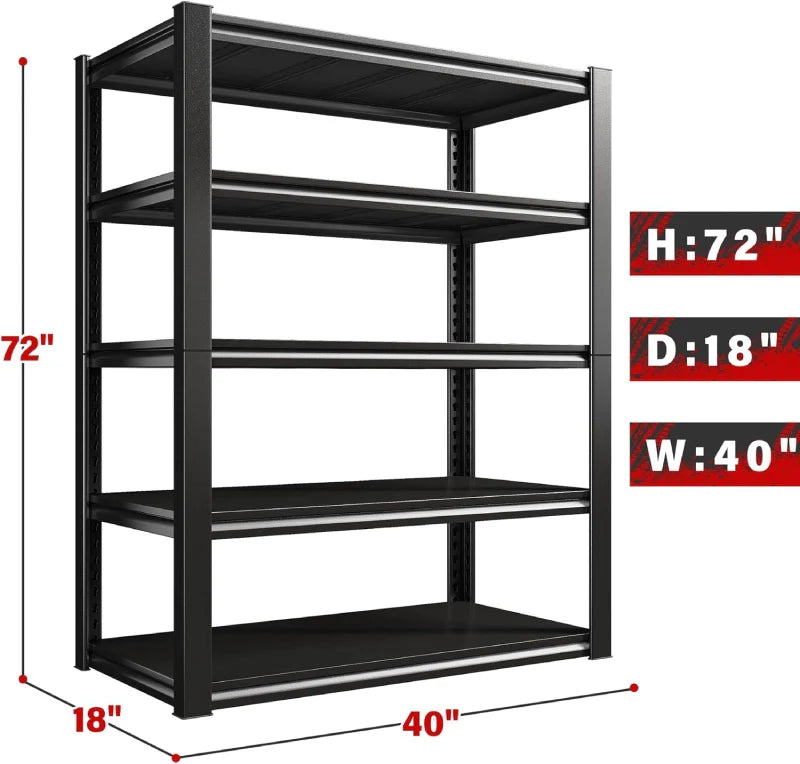 72"H Heavy Duty Garage Shelving 2500LBS Adjustable Basement Shelving for Warehouse Commercial Garage