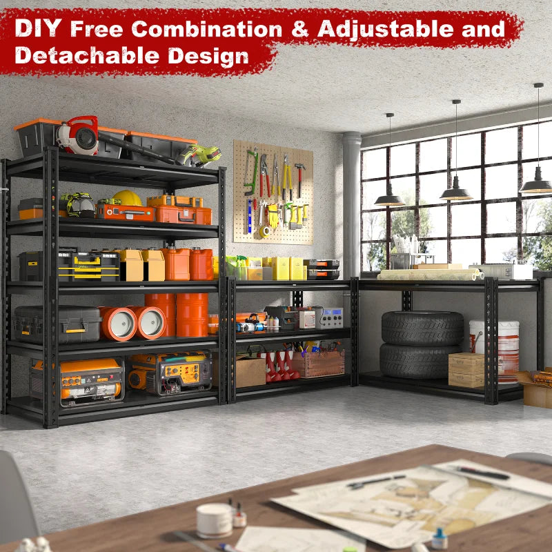 72"H 2600LBS Garage Shelves,Metal Storage Shelving for Warehouse Commercial Pantry Garage