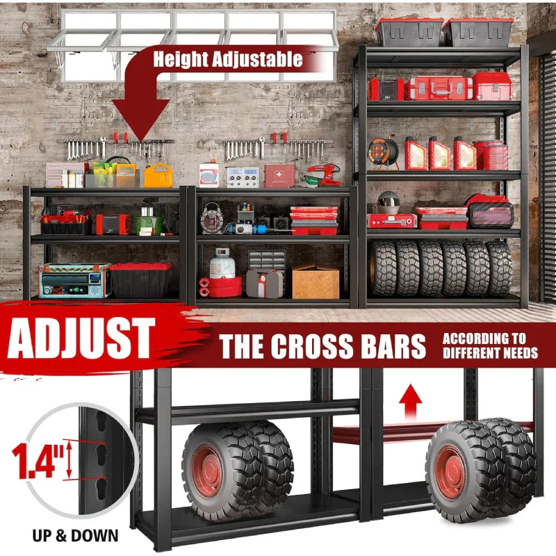 2 Packs 31.5"W Heavy Duty Storage Shelves, 5-Tier 2000 Lbs Adjustable Metal Shelving Units for Garage, Basement, Warehouse, Pantry