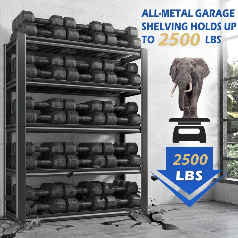 2 Packs 35.6"W Steel Shelving 2500LBS Heavy Duty Storage Shelves Adjustable Storage Shelves for Garage, Kitchen,Basement