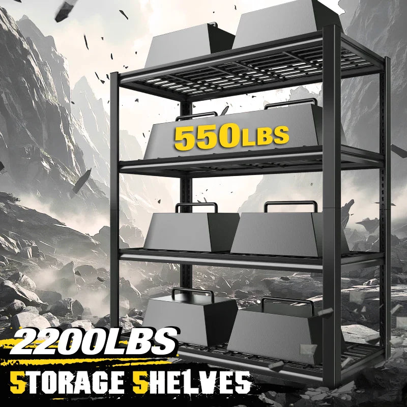 59.9H 4 Tiers Industrial Shelves Adjustable Shelving for Garage Warehouse Basement Loads 2200LBS
