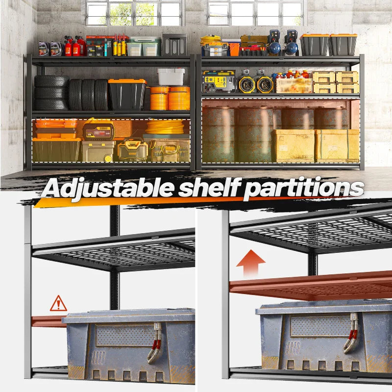 55.2"W 3500LBS Industrial Shelving 6-Tier Adjustable Heavy Duty Shelves for Garage Basement Warehouse