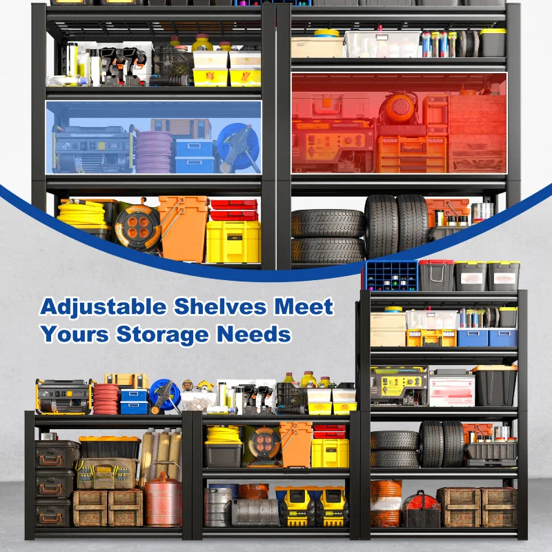 5 Tier 48"W x 72.2"H Storage Shelves for Basement 2500LBS Metal Shelving Unit for Garage, Warehouse, Industrial, basement