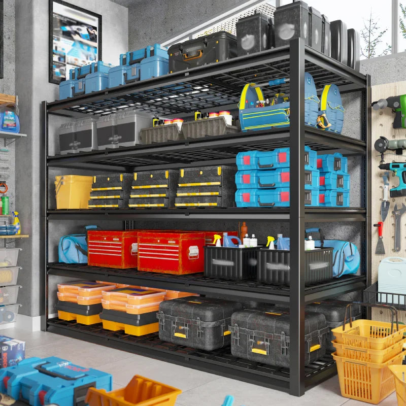 60" W Industrial Storage Rack Adjustable Heavy Duty Garage Shelving Rust-Resistant Garage Storage Shelves for Garage, Warehouse, Basement