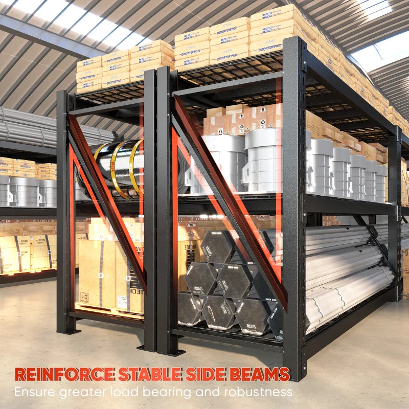 68"W Industrial Storage Shelving 7014LBS Garage Shelving with 2338LBS Per Shelf Gymnasium Storage Rack for Garage, Basement, Warehouse, Industrial