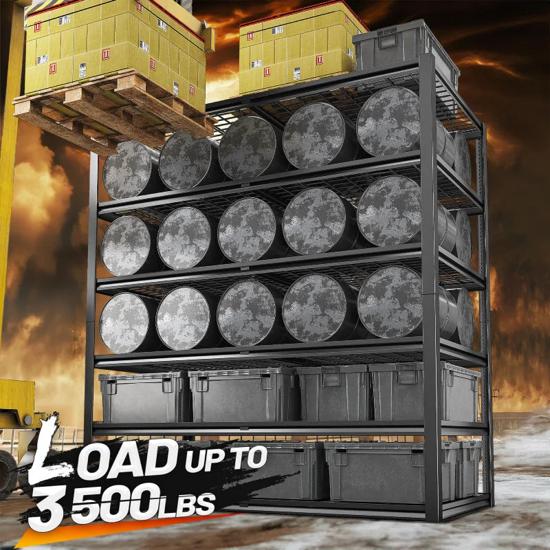 55.2"W Heavy Duty Garage Shelving 5 Tiers Storage Shelves 3000LBS Pantry Rust-Proof Industrial Shelving for Warehouse, Basement & Commercial
