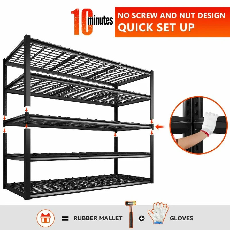 2-Pack 60" W Industrial Steel Shelving Heavy Duty Adjustable Garage Shelves for Warehouse, Garage, Basement