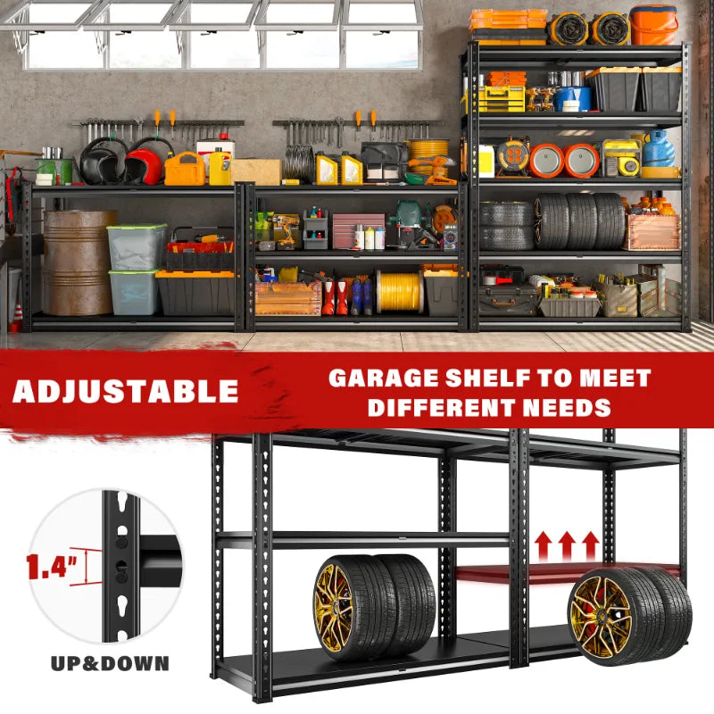 3000 LBS 5 Tiers Heavy Duty Storage Shelves Adjustable Metal Shelving for Garage, Pantry, Kitchen and Basement