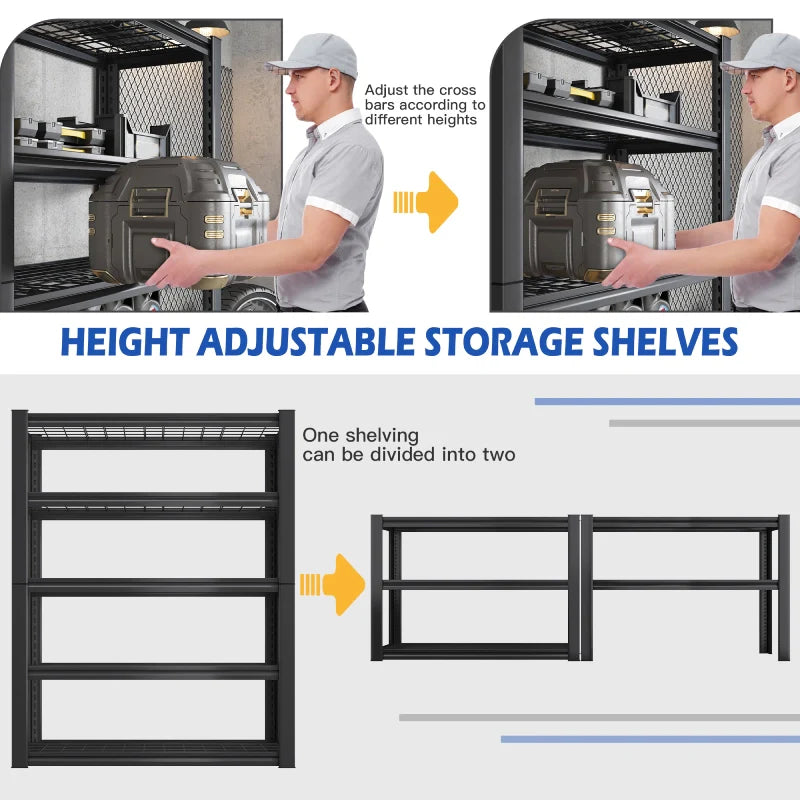 2 Packs 35.6"W Steel Shelving 2500LBS Heavy Duty Storage Shelves Adjustable Storage Shelves for Garage, Kitchen,Basement