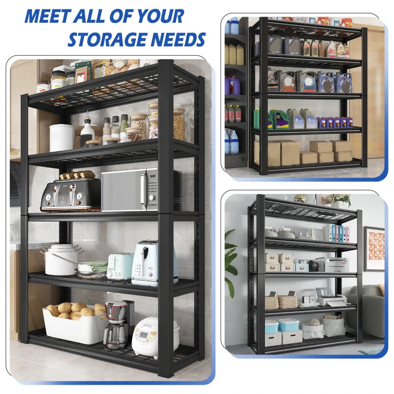 2 Packs 35.6"W Steel Shelving 2500LBS Heavy Duty Storage Shelves Adjustable Storage Shelves for Garage, Kitchen,Basement